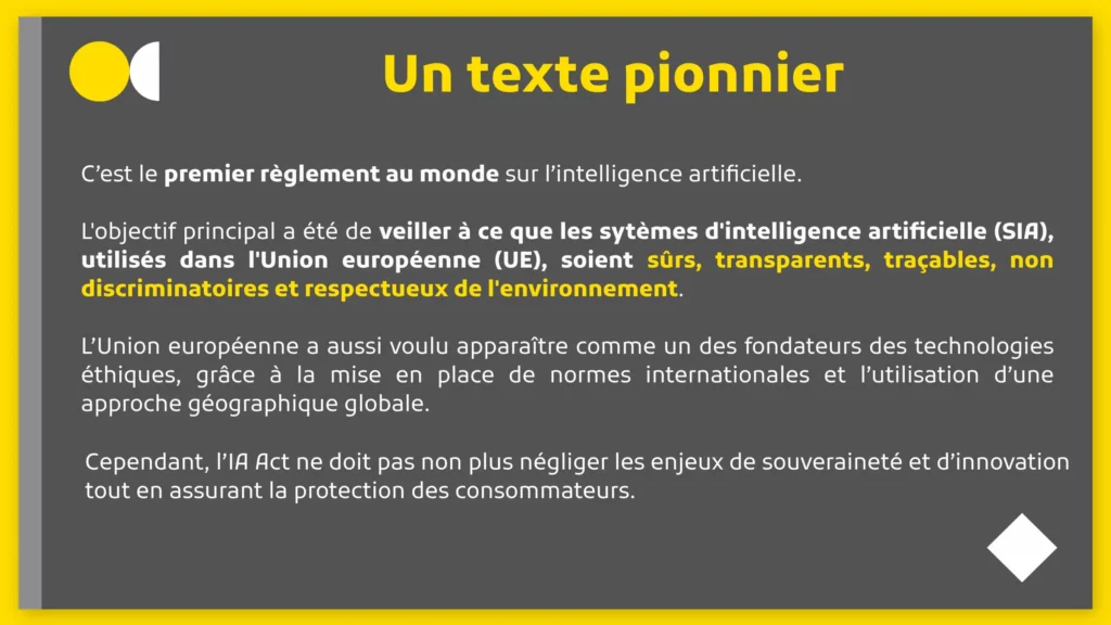 IA Act : un texte pionnier