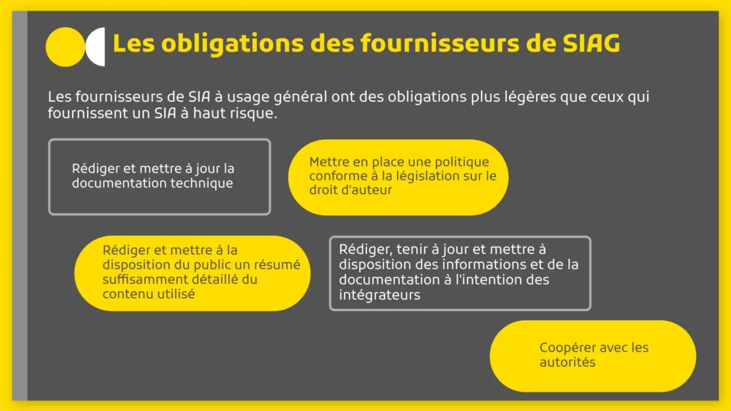 Les obligations des fournisseurs de SIAG